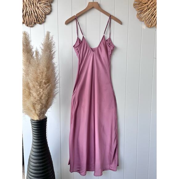 Free People dress midi slip satin slit summer spring femme - Picture 8 of 10